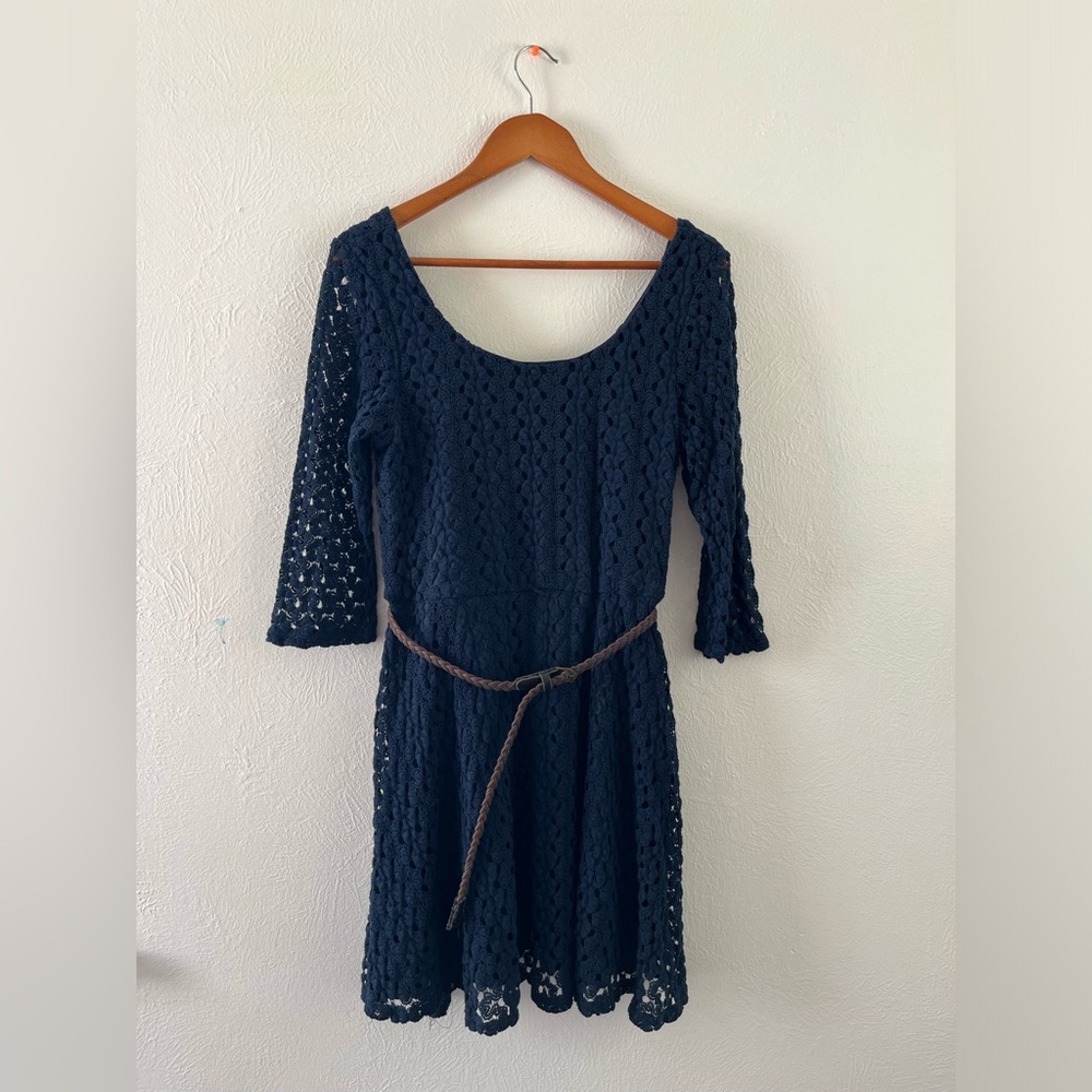 Love Reign Navy Crochet Dress